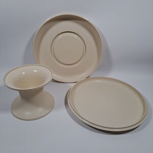 VTG Tupperware Almond Serve-It-All Pedestal Stand 1531 1532 1533 Cake Dessert